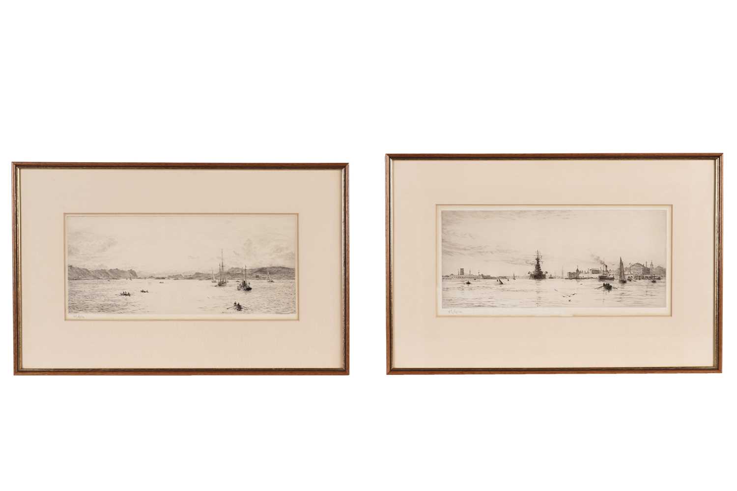 Lot 8 - William Lionel Wyllie - HMS Revenge, Portsmouth and The Oban Regatta | signed etchings
