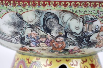 Lot 873 - A Chinese rose petal warmer and stand