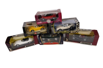 Lot 142 - A collection of diecast model cars, primarily scale 1:18 including: Corgi and Bburago