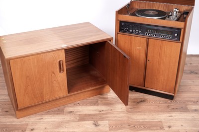 Lot 15 - Victor B. Wilkins for G Plan: a teak ‘Fresco’ cabinet; and a Dynatron teak Mid Century music centre