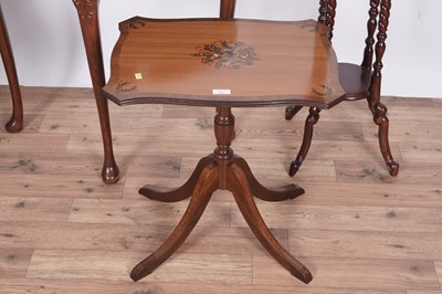 Lot 71 - A 19th Century style mahogany jardinière stand; and three tables