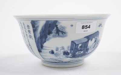 Lot 854 - A Chinese inscribed blue and white bowl