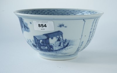 Lot 854 - A Chinese inscribed blue and white bowl