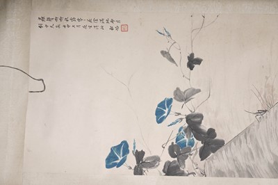 Lot 895 - Attributed to Sung-yu Wang - A picture of Autumn insects | watercolour scroll