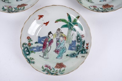 Lot 881 - A Chinese sparrow beak jug; and three saucers