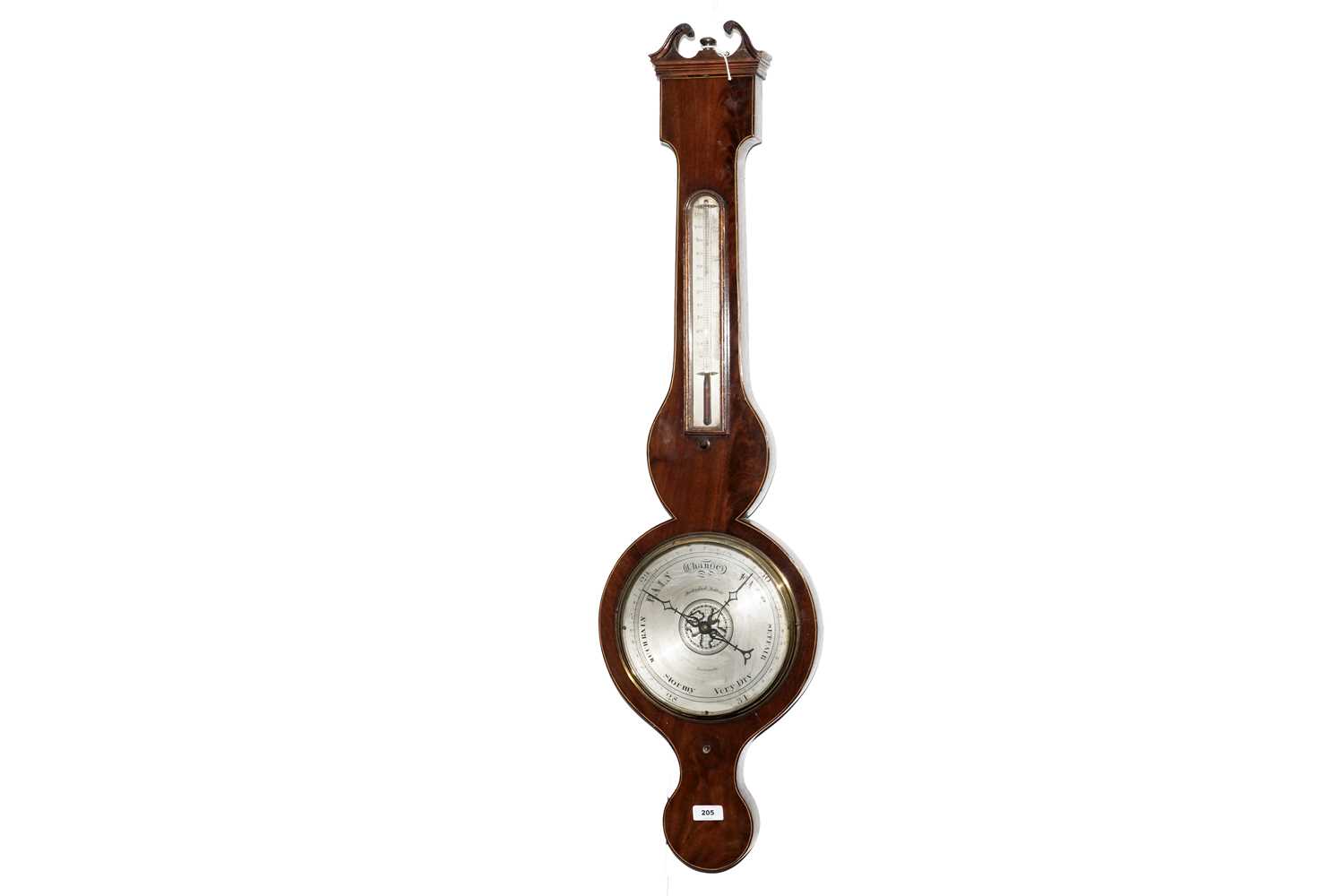 Lot 205 - A mid-19th Century inlaid mahogany wheel barometer by Mastaglio & Molteni Newcastle
