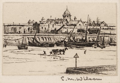 Lot 23 - Eli Marsden Wilson - Low-Tide Margate Harbour | miniature print for Queen Mary's Doll's House