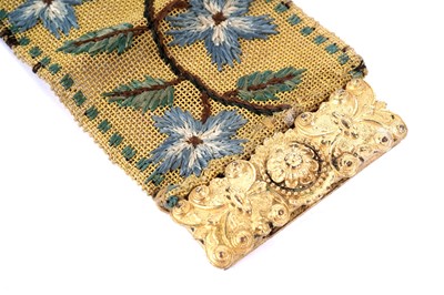 Lot 1490 - A Victorian Romantic Period needlework cuff bracelet