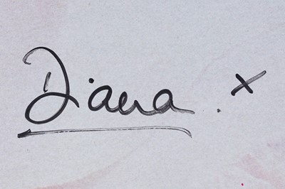 Lot 747 - A Diana Frances Spencer, Princess of Wales autographed photograph from a page of a German magazine