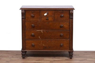 Lot 137 - A Victorian carved walnut chest of drawers