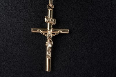 Lot 54 - A yellow gold crucifix pendant necklace