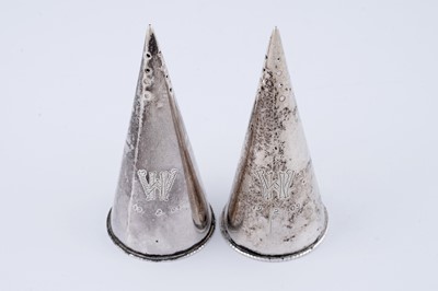 Lot 39 - A pair of late Victorian silver novelty pepper casters