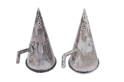 Lot 39 - A pair of late Victorian silver novelty pepper casters
