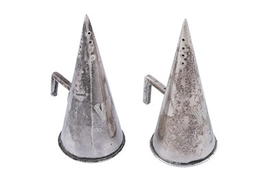Lot 39 - A pair of late Victorian silver novelty pepper casters