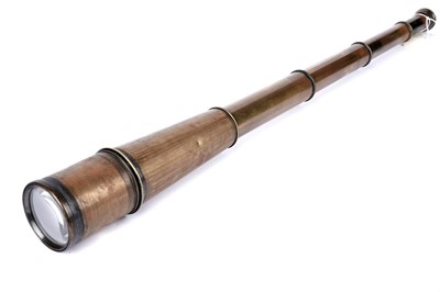 Lot 111 - An early 20th Century four-drawer brass telescope; and a military issue trieder monocle