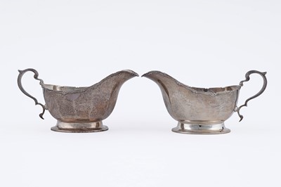 Lot 18 - A pair of George VI silver sauceboats