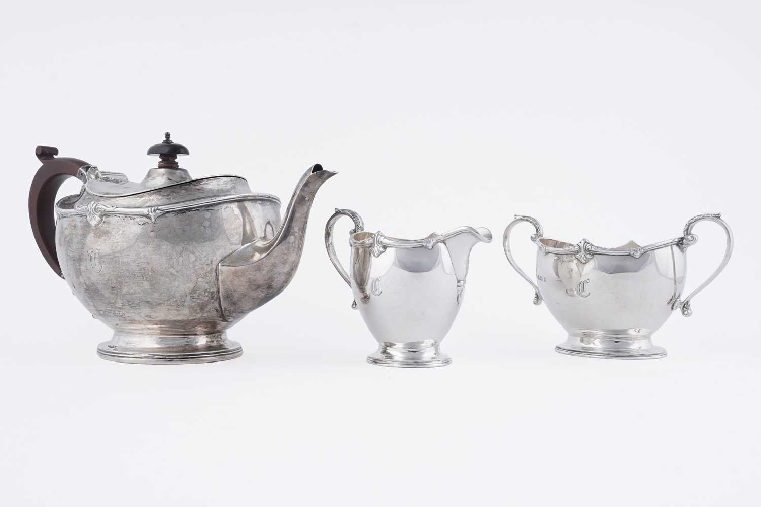 Lot 12 - A George V silver three-piece tea service