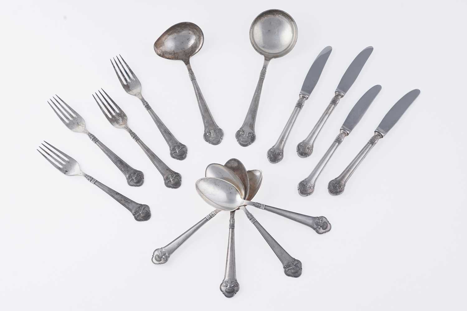 Lot 37 - A mid-20th Century Danish silver part set of silver flatware and cutlery
