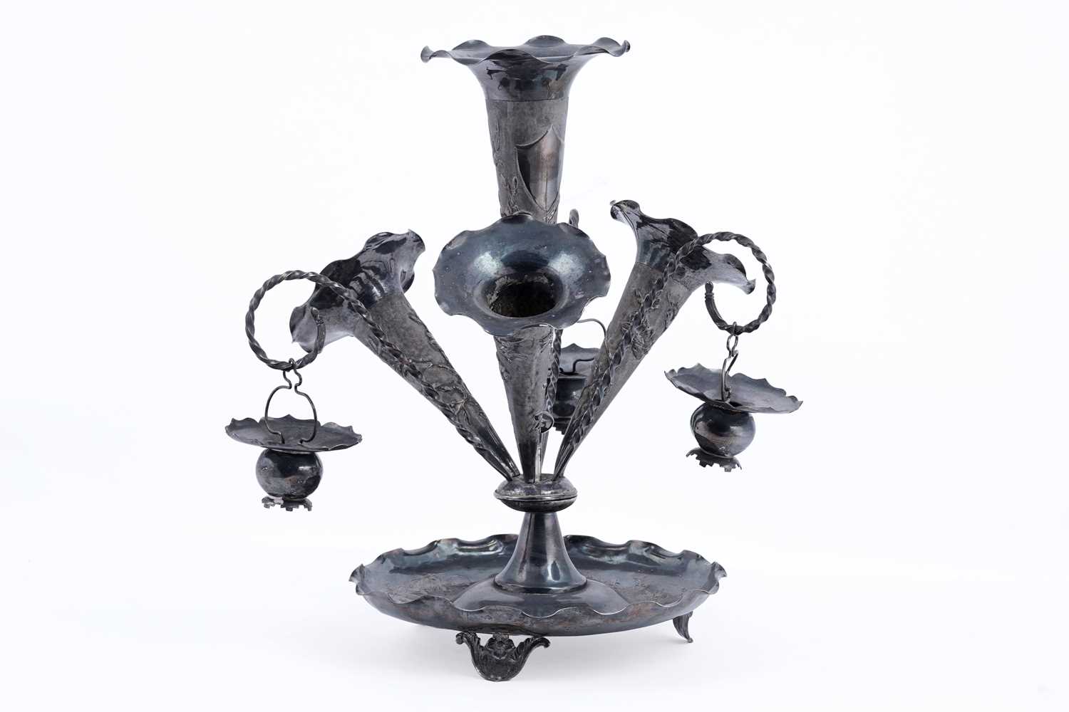 Lot 53 - A late 19th Century Chinese silver épergne on a dished circular base