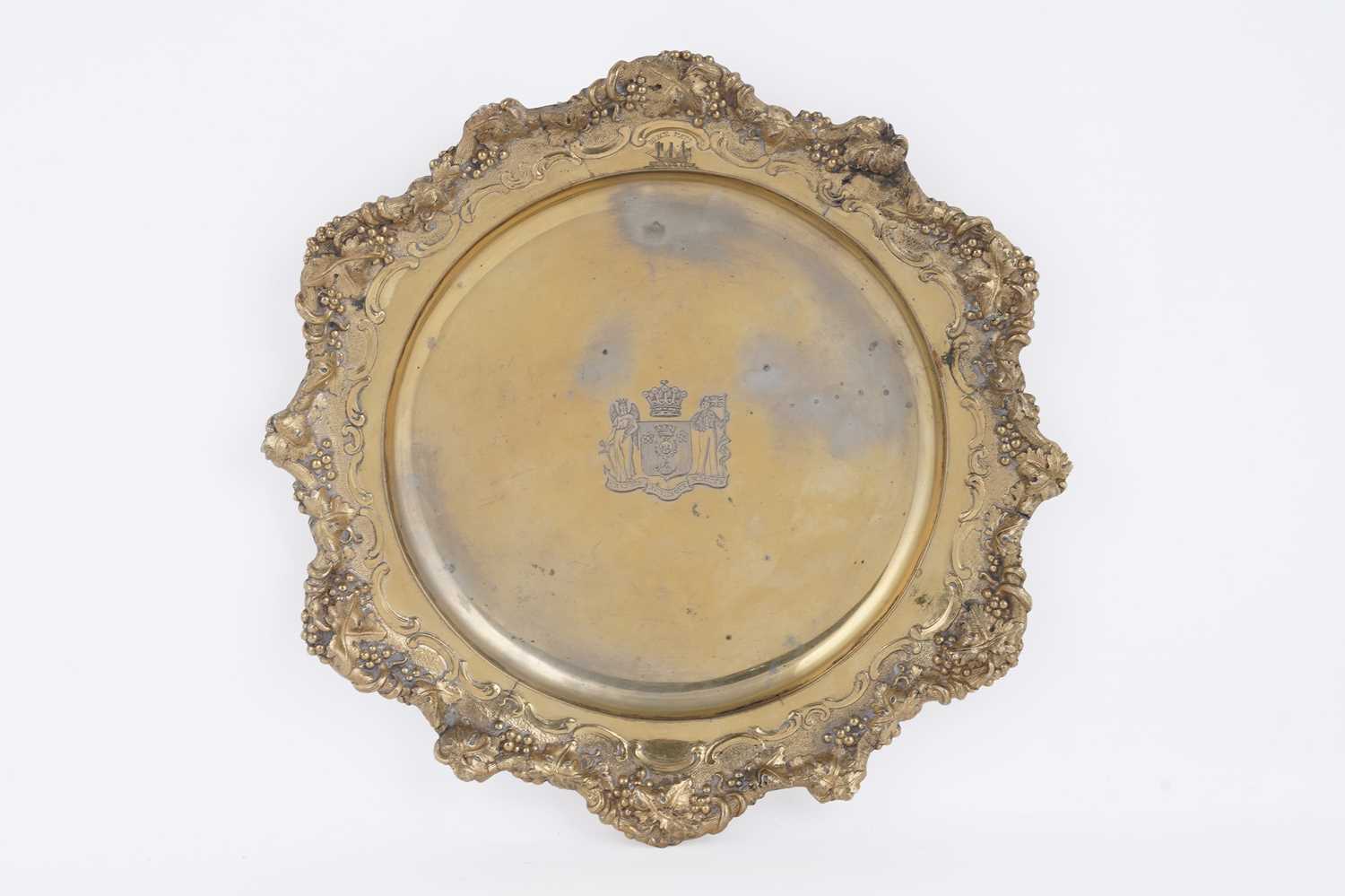 Lot 54 - An antique silver gilt dessert plate