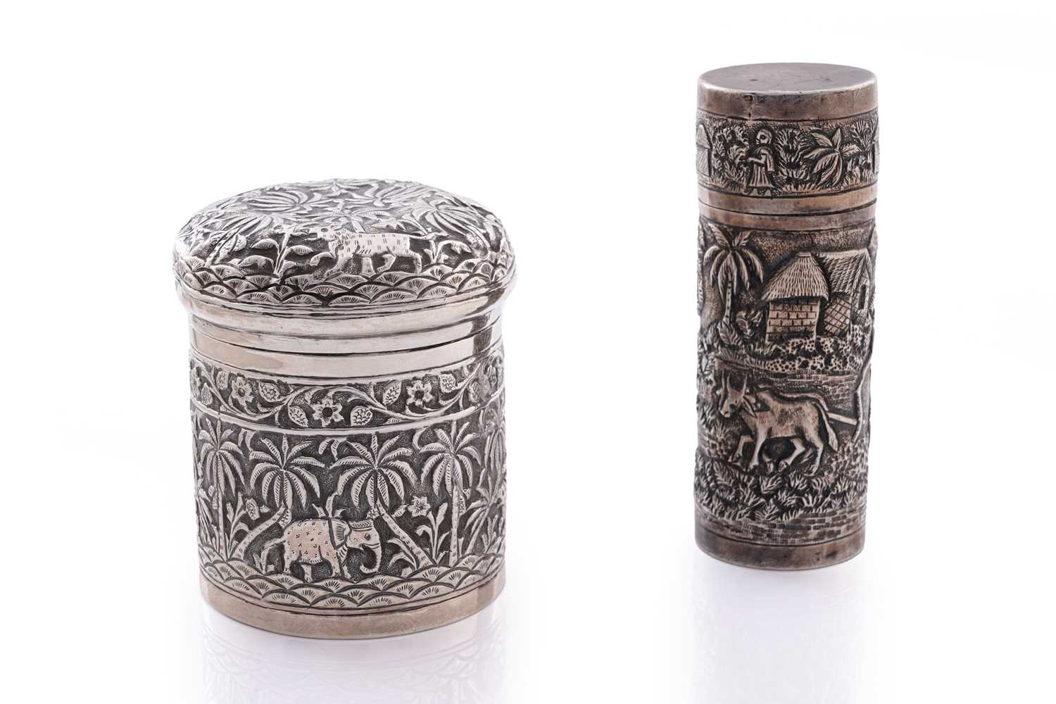 Lot 34 - Two Indian silver boxes