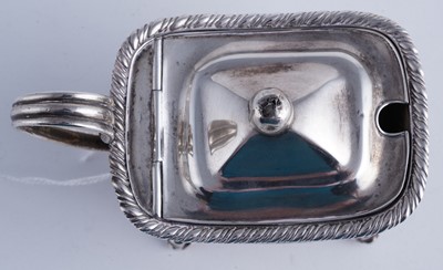 Lot 55 - A Scottish provincial silver mustard pot; and a silver Fiddle pattern spoon