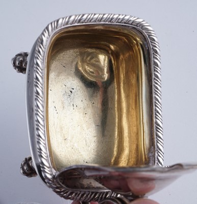 Lot 55 - A Scottish provincial silver mustard pot; and a silver Fiddle pattern spoon