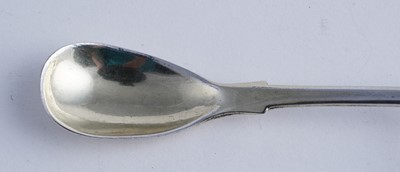 Lot 55 - A Scottish provincial silver mustard pot; and a silver Fiddle pattern spoon
