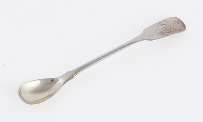 Lot 55 - A Scottish provincial silver mustard pot; and a silver Fiddle pattern spoon