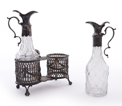 Lot 109 - A George III silver oil and vinegar frame