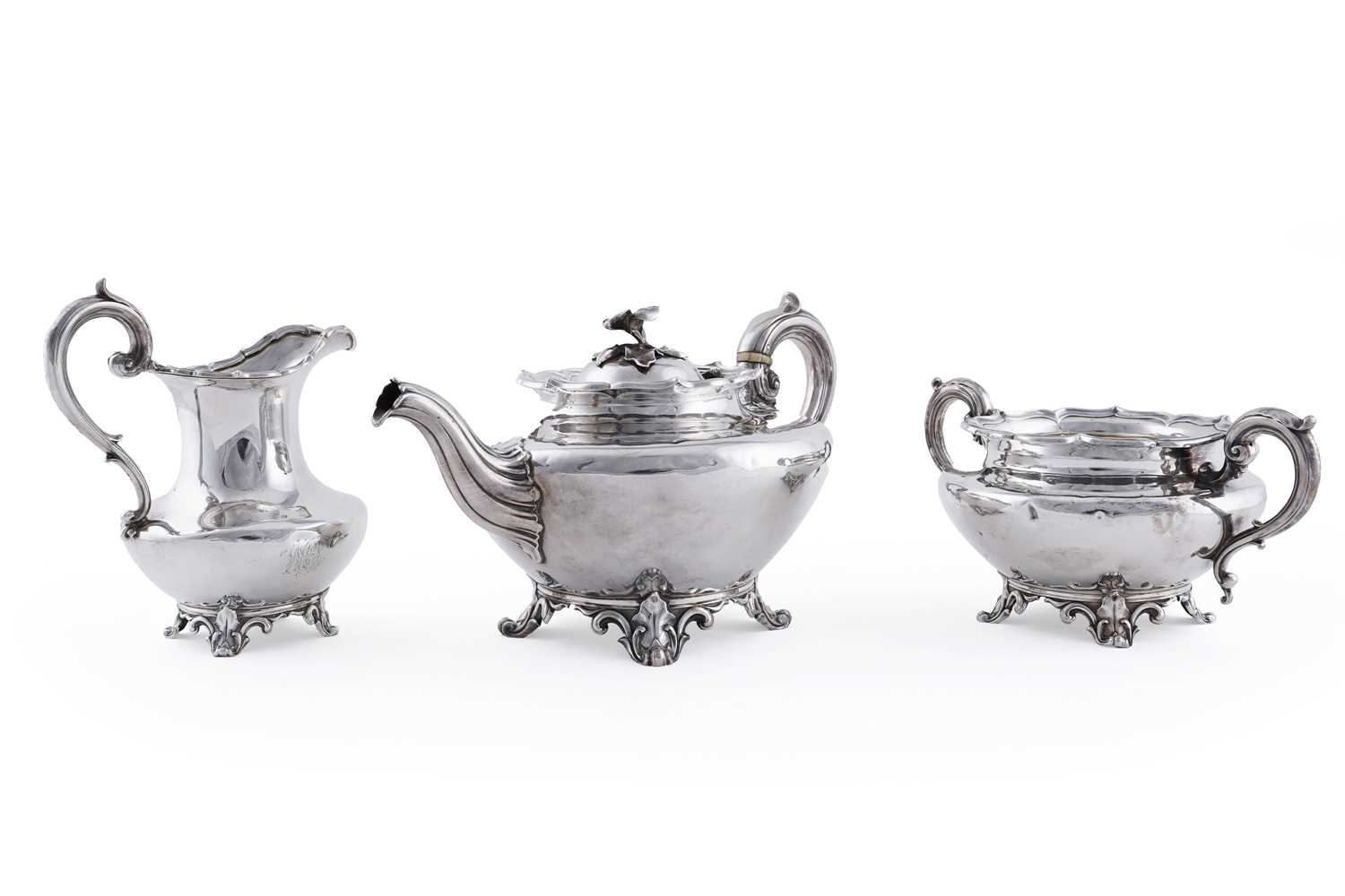 Lot 85 - A William IV silver three piece tea service