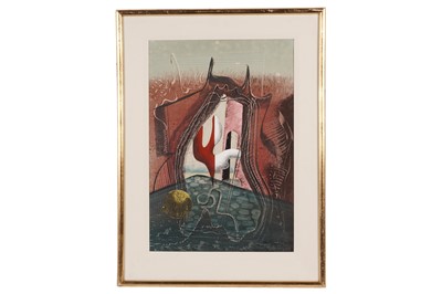 Lot John Tunnard - Matrix | watercolour over black chalk highlighted with scratching out