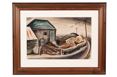 Lot 506 - John Tunnard - Farmyard | watercolour