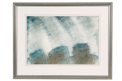 Lot 532 - John Tunnard - Trio (Blue Trees and Cloud) | watercolour, gouache, and blue ink