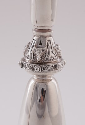Lot 4 - A pair of Elizabeth II silver three-light candelabra