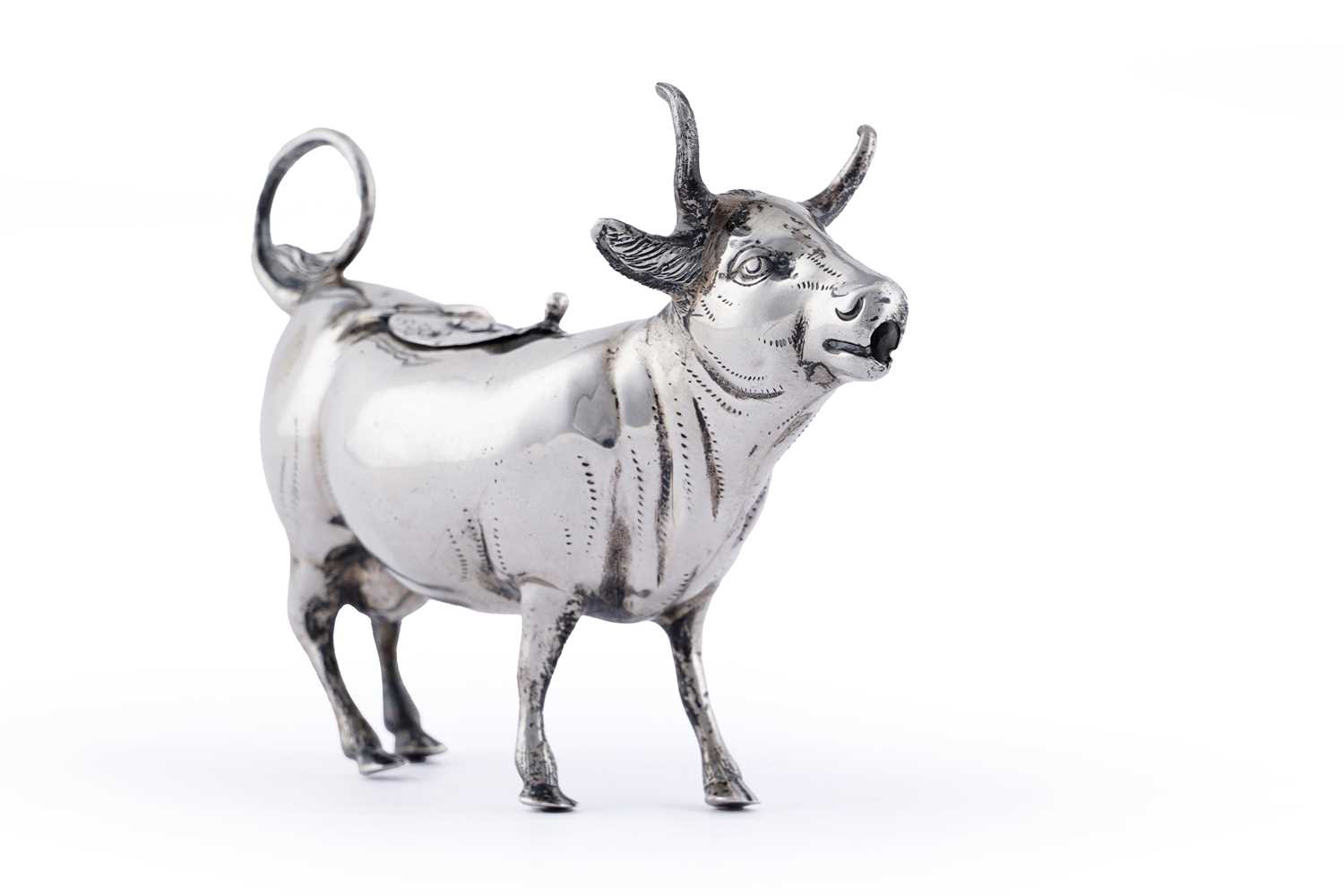 Lot 1 - A continental silver cow creamer