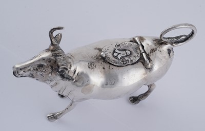 Lot 1 - A continental silver cow creamer