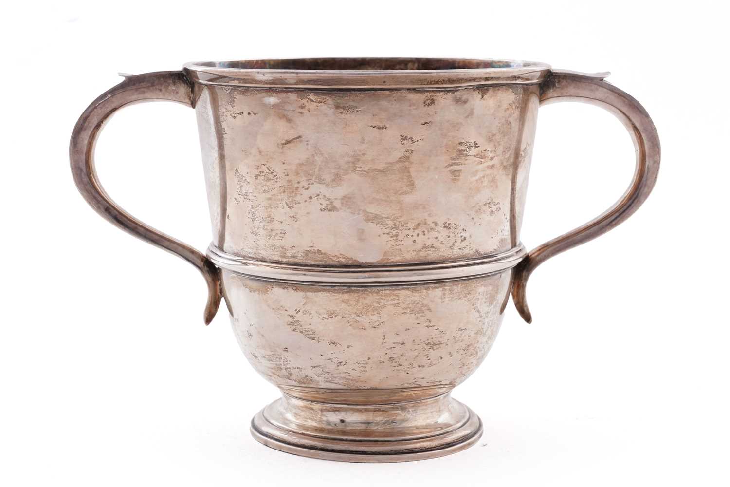Lot 88 - A George V silver two handled cup of campana form