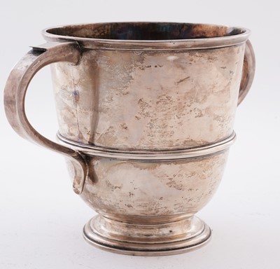 Lot 88 - A George V silver two handled cup of campana form