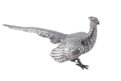 Lot 7 - A pair of continental silver table decorations in the form of a hen and a cock pheasant
