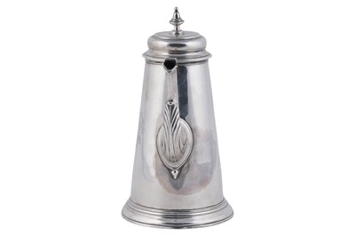 Lot 80 - A George II silver coffee pot of tapering form on a skirted base