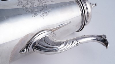 Lot 80 - A George II silver coffee pot of tapering form on a skirted base