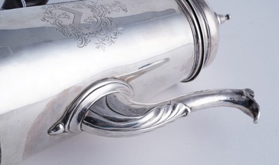 Lot 80 - A George II silver coffee pot of tapering form on a skirted base