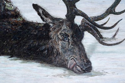 Lot 375 - George Sherwood Hunter - Dead stag, winter | oil