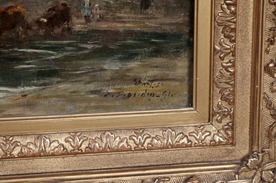 Lot 225 - Eugene Boudin - Village scene with cattle watering | oil