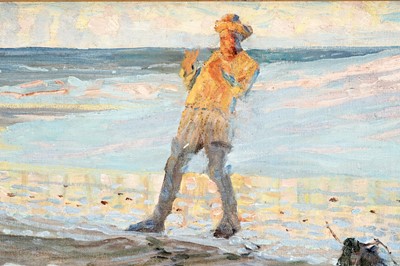 Lot 362 - George Sherwood Hunter - Discovery of a body on the beach | oil