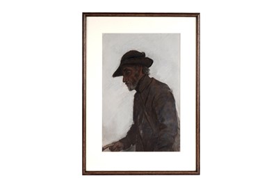 Lot 345 - George Sherwood Hunter - Old man in a jacket and hat | pastel
