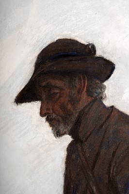 Lot 345 - George Sherwood Hunter - Old man in a jacket and hat | pastel