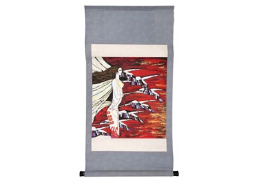 Lot 343 - Shao Kuang Ting - Woman with cranes | mixed media