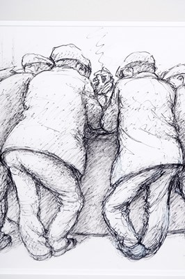 Lot 282 - Norman Cornish - Five Men at Bar | Flo-Master pen